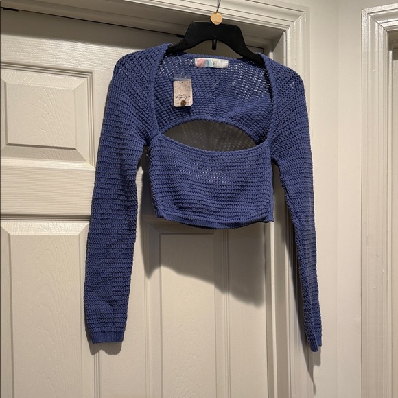 NWT Free People FP Beach Collection Purple Knit Shrug Long Sleeve Vacation Ready - Picture 11 of 13